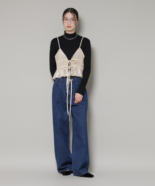 NANO universe（ナノユニバース）の「フロントリボンキャミソールビスチェ（キャミソール・レディース・グレー/ブラック/ベージュ・FREE）」の15枚目の写真