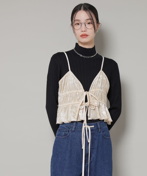 NANO universe（ナノユニバース）の「フロントリボンキャミソールビスチェ（キャミソール・レディース・グレー/ブラック/ベージュ・FREE）」の11枚目の写真