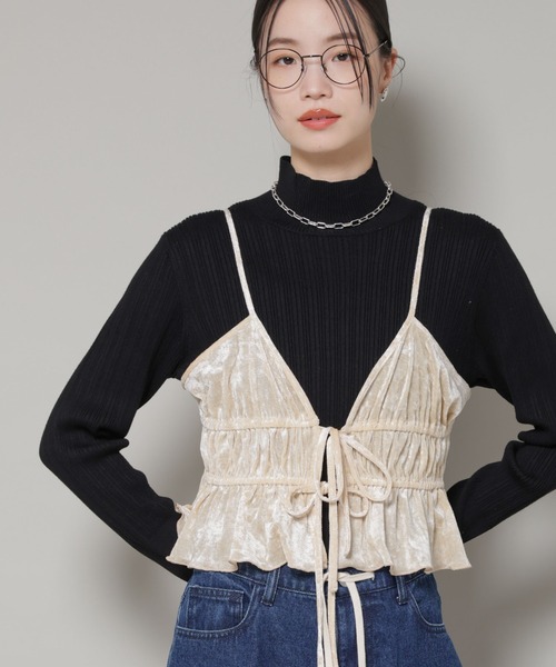 NANO universe（ナノユニバース）の「フロントリボンキャミソールビスチェ（キャミソール・レディース・グレー/ブラック/ベージュ・FREE）」の12枚目の写真