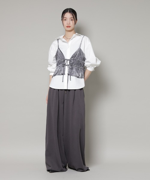 NANO universe（ナノユニバース）の「フロントリボンキャミソールビスチェ（キャミソール・レディース・グレー/ブラック/ベージュ・FREE）」の7枚目の写真