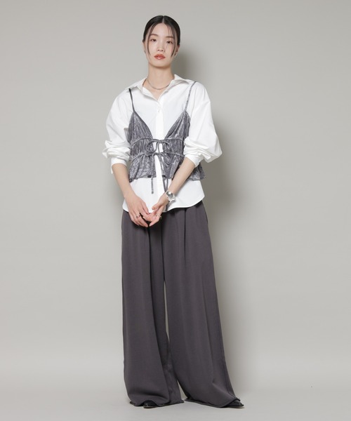 NANO universe（ナノユニバース）の「フロントリボンキャミソールビスチェ（キャミソール・レディース・グレー/ブラック/ベージュ・FREE）」の10枚目の写真