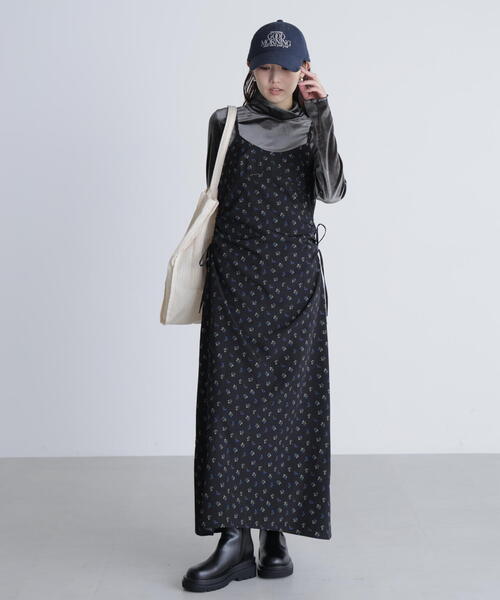 FREE'S MART(フリーズマート)の「◆小花柄ドロストキャミワンピース(ワンピース・レディース・ブラック系その他/ホワイト系その他・FREE)」の10枚目の写真