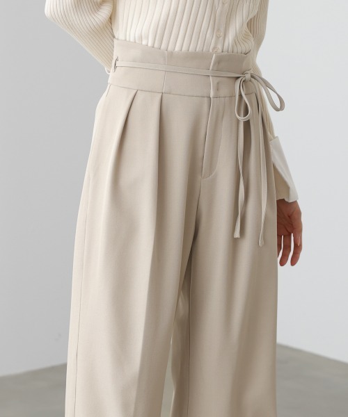 Bab（バブ）の「【スリーピース対応/オケージョン】ハイウエストリボン付きストレートパンツ（スラックス・レディース・チャコールグレー/A/ベージュ・M）」の9枚目の写真