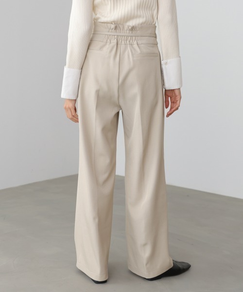 Bab（バブ）の「【スリーピース対応/オケージョン】ハイウエストリボン付きストレートパンツ（スラックス・レディース・チャコールグレー/A/ベージュ・M）」の11枚目の写真