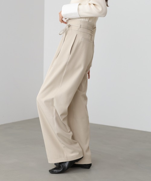 Bab（バブ）の「【スリーピース対応/オケージョン】ハイウエストリボン付きストレートパンツ（スラックス・レディース・チャコールグレー/A/ベージュ・M）」の12枚目の写真