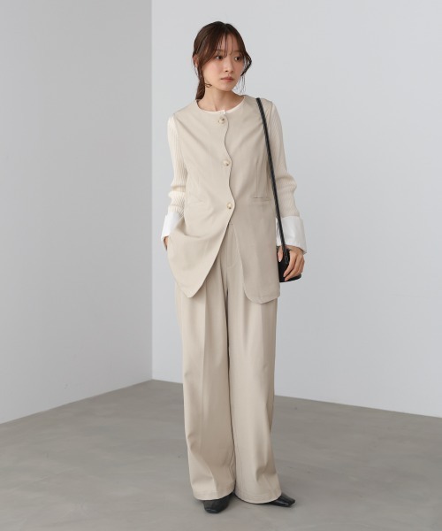 Bab（バブ）の「【スリーピース対応/オケージョン】ハイウエストリボン付きストレートパンツ（スラックス・レディース・チャコールグレー/A/ベージュ・M）」の14枚目の写真