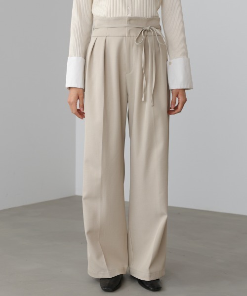 Bab（バブ）の「【スリーピース対応/オケージョン】ハイウエストリボン付きストレートパンツ（スラックス・レディース・チャコールグレー/A/ベージュ・M）」の15枚目の写真