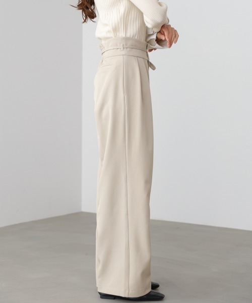 Bab（バブ）の「【スリーピース対応/オケージョン】ハイウエストリボン付きストレートパンツ（スラックス・レディース・チャコールグレー/A/ベージュ・M）」の16枚目の写真