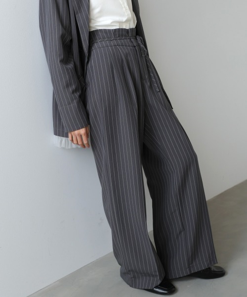 Bab（バブ）の「【スリーピース対応/オケージョン】ハイウエストリボン付きストレートパンツ（スラックス・レディース・チャコールグレー/A/ベージュ・M）」の22枚目の写真