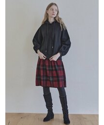 Tartan Check Pleated Midi Skirt - RED
