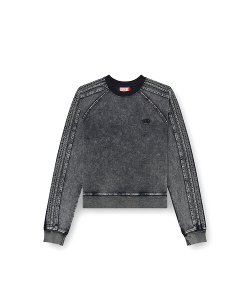 DIESEL ディーゼル  F-ALPY ｳｫｯｼｭﾌﾞﾗｯｸ ｺｯﾄﾝ混 ｵｰﾊﾞﾙD刺繍 ﾃﾞﾆﾑｽｳｪｯﾄﾌﾟﾙｵｰﾊﾞｰ L DIESEL（ディーゼル）の「ウィメンズ プルオーバースウェット F-ALPY