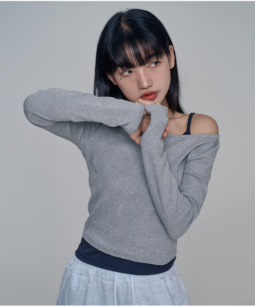 CHICKS（チックス）の「ウォニットボートネック長袖Tシャツメランジェ（Tシャツ/カットソー・レディース・その他・FREE）」の3枚目の写真