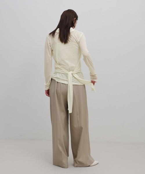 select MOCA（セレクトモカ）の「2WAYソフトシアースキッパーポロトップス（Tシャツ/カットソー・レディース・オフホワイト/チャコールグレー・FREE）」の10枚目の写真