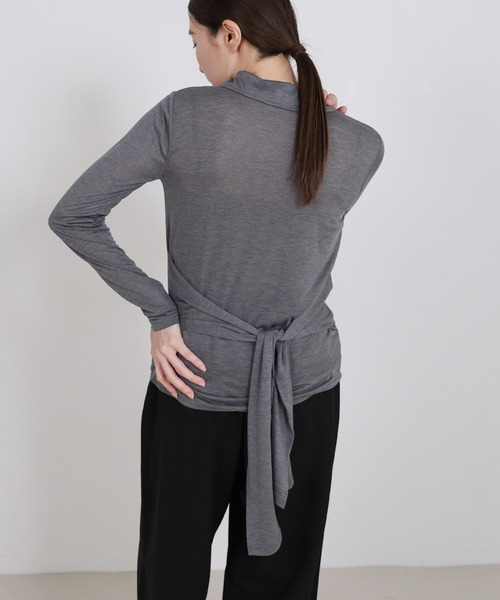 select MOCA（セレクトモカ）の「2WAYソフトシアースキッパーポロトップス（Tシャツ/カットソー・レディース・オフホワイト/チャコールグレー・FREE）」の15枚目の写真