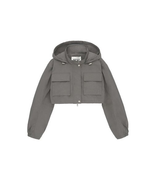 AFTERHOURS(アフターアワーズ)の「HOODED CROP JACKET (KHAKI-GREY)(ナイロンジャケット・レディース・その他・FREE)」の5枚目の写真