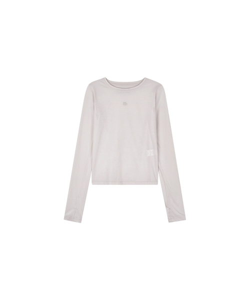 Bb' BENETTON(ビーフラットベネトン)の「シルケットロングスリーブTシャツ (ライトグレー)(Tシャツ/カットソー・レディース・その他・S/M)」の1枚目の写真