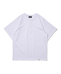 ヘンリーネッククールエアロ半袖Tシャツ(ホワイト)