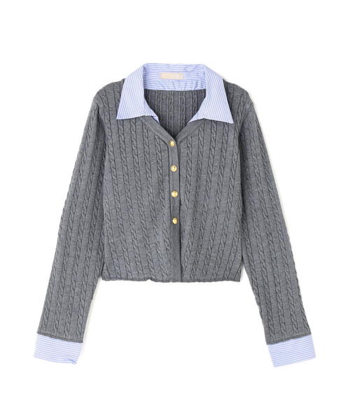 FREE'S MART（フリーズマート）の「◆シャツレイヤードゴールドボタンニット（ニット/セーター・レディース・グレー/ネイビー/ベージュ/ホワイト・FREE）」の7枚目の写真