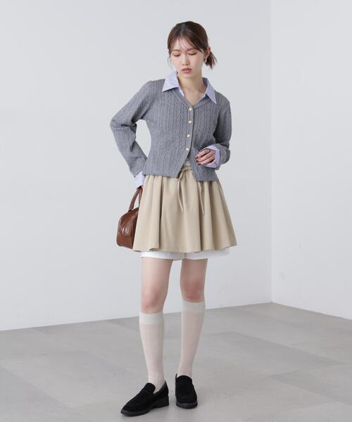 FREE'S MART（フリーズマート）の「◆シャツレイヤードゴールドボタンニット（ニット/セーター・レディース・グレー/ネイビー/ベージュ/ホワイト・FREE）」の11枚目の写真