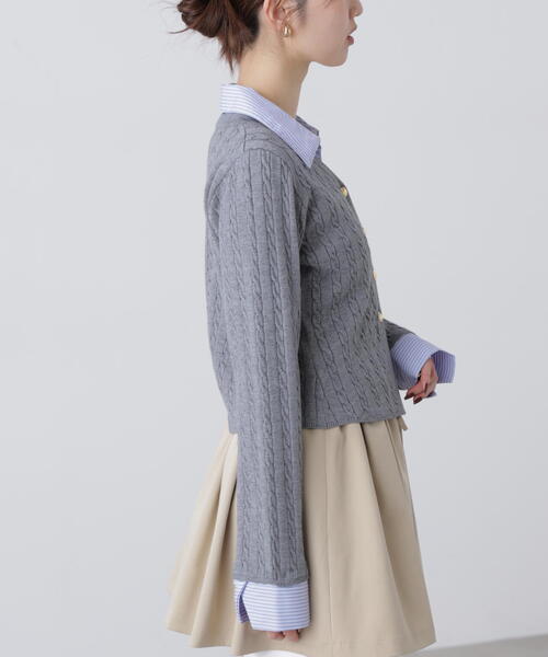 FREE'S MART（フリーズマート）の「◆シャツレイヤードゴールドボタンニット（ニット/セーター・レディース・グレー/ネイビー/ベージュ/ホワイト・FREE）」の14枚目の写真