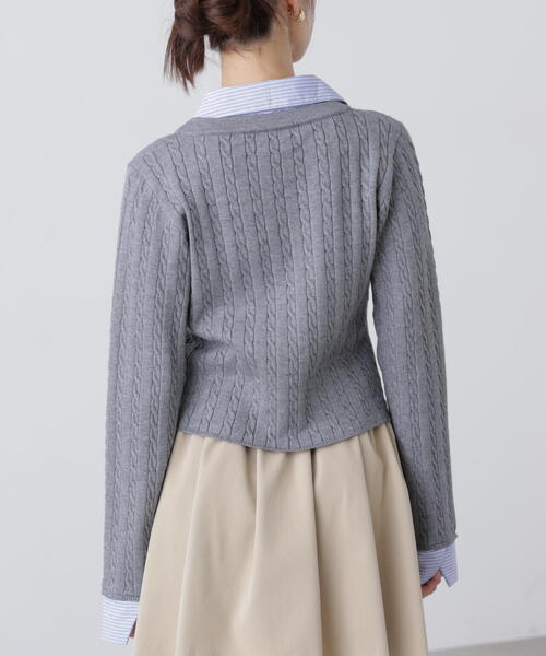 FREE'S MART（フリーズマート）の「◆シャツレイヤードゴールドボタンニット（ニット/セーター・レディース・グレー/ネイビー/ベージュ/ホワイト・FREE）」の15枚目の写真