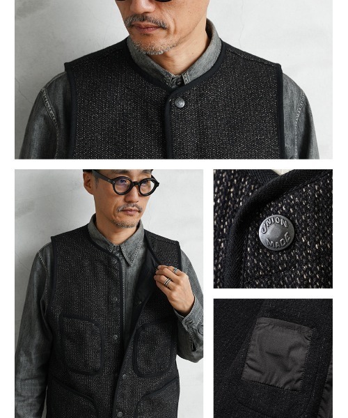 HOUSTON(ヒューストン)の「HOUSTON ヒューストン 51564 BEACH CLOTH VEST ビーチクロス ベスト(ベスト・メンズ・ブラウン/ブラック・40/42/44/38)」の10枚目の写真