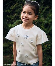 JAMIE KAY（ジェイミーケイ）の「【HELLO KITTY】ニットモチーフ付き半袖Tシャツ／オーガニックコットン（Tシャツ/カットソー）」