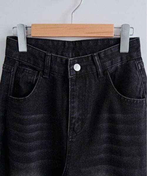 kirakiraShop（キラキラショップ）の「ブラック ウォッシュ ワイド ストレート デニム パンツ（デニムパンツ・レディース・ブラック・S/L/M）」の16枚目の写真