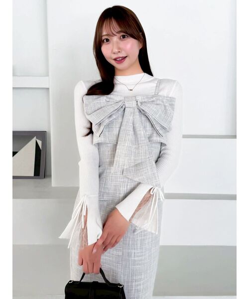 dazzlin(ダズリン)の「リボンデザインIラインワンピース(ワンピース・レディース・ピンク/チャコールグレー/その他1・MEDIUM/SMALL)」の3枚目の写真