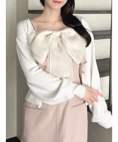 dazzlin(ダズリン)の「リボンデザインIラインワンピース(ワンピース・レディース・ピンク/チャコールグレー/その他1・MEDIUM/SMALL)」の2枚目の写真