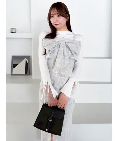 dazzlin(ダズリン)の「リボンデザインIラインワンピース(ワンピース・レディース・ピンク/チャコールグレー/その他1・MEDIUM/SMALL)」の7枚目の写真