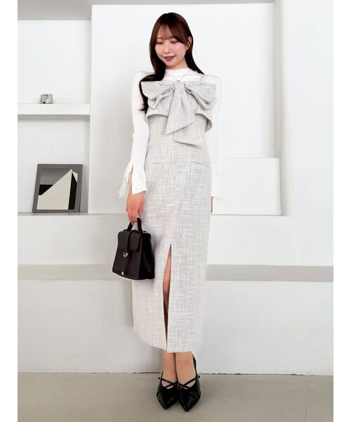 dazzlin(ダズリン)の「リボンデザインIラインワンピース(ワンピース・レディース・ピンク/チャコールグレー/その他1・MEDIUM/SMALL)」の9枚目の写真