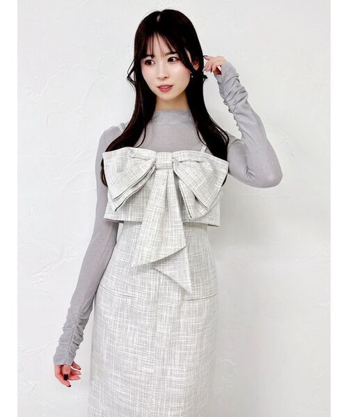 dazzlin(ダズリン)の「リボンデザインIラインワンピース(ワンピース・レディース・ピンク/チャコールグレー/その他1・MEDIUM/SMALL)」の11枚目の写真