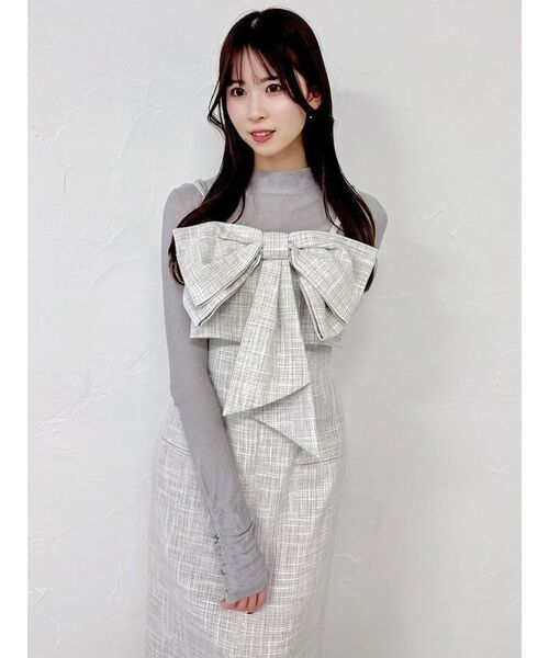 dazzlin(ダズリン)の「リボンデザインIラインワンピース(ワンピース・レディース・ピンク/チャコールグレー/その他1・MEDIUM/SMALL)」の12枚目の写真