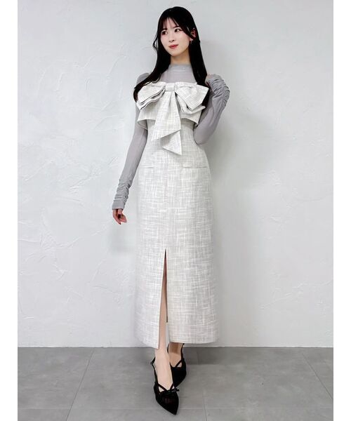 dazzlin(ダズリン)の「リボンデザインIラインワンピース(ワンピース・レディース・ピンク/チャコールグレー/その他1・MEDIUM/SMALL)」の13枚目の写真