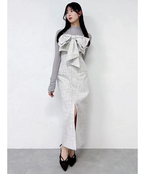 dazzlin(ダズリン)の「リボンデザインIラインワンピース(ワンピース・レディース・ピンク/チャコールグレー/その他1・MEDIUM/SMALL)」の14枚目の写真