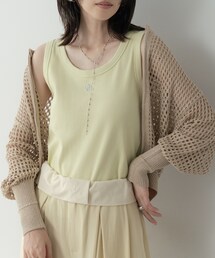 クルーネックメッシュカーディガン