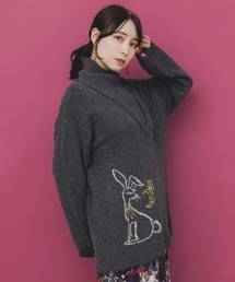 iS ScoLar（イズスカラー）の「553277：うさぎ柄ニットチュニック（ニット/セーター）」