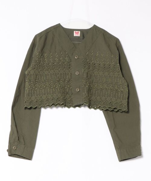 GO TO HOLLYWOOD（ゴートゥーハリウッド）の「Cutwork Fatigue Short Jacket（ミリタリージャケット・レディース・カーキ/オフホワイト/ライトカーキ・L）」の3枚目の写真