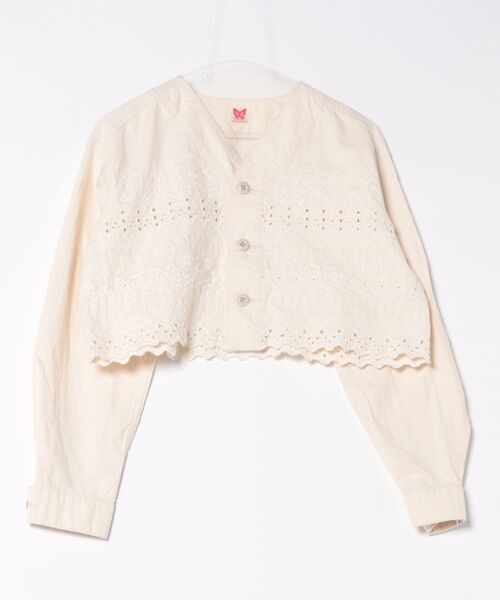 GO TO HOLLYWOOD(ゴートゥーハリウッド)の「Cutwork Fatigue Short Jacket(ミリタリージャケット・レディース・カーキ/オフホワイト・L)」の2枚目の写真