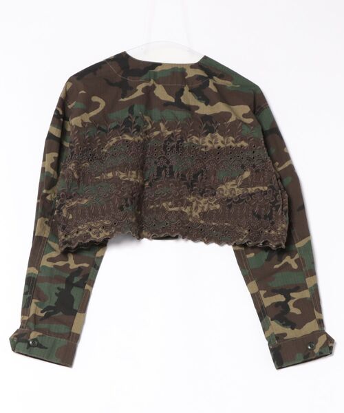 GO TO HOLLYWOOD(ゴートゥーハリウッド)の「Cutwork Fatigue Short Jacket(ミリタリージャケット・レディース・カーキ/オフホワイト・L)」の4枚目の写真
