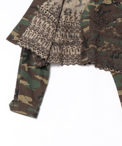 GO TO HOLLYWOOD(ゴートゥーハリウッド)の「Cutwork Fatigue Short Jacket(ミリタリージャケット・レディース・カーキ/オフホワイト・L)」の5枚目の写真
