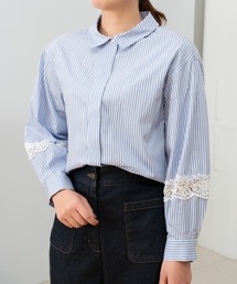 STRAWBERRY-FIELDS | ドビーストライプ_ストライプコンパクト丈シャツ(シャツ/ブラウス)