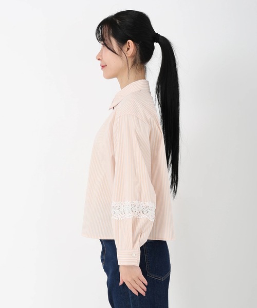 STRAWBERRY-FIELDS（ストロベリーフィールズ）の「ドビーストライプ_ストライプコンパクト丈シャツ（シャツ/ブラウス・レディース・ストライプ/オレンジ系・2）」の4枚目の写真