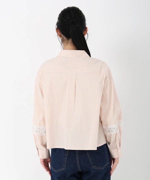 STRAWBERRY-FIELDS（ストロベリーフィールズ）の「ドビーストライプ_ストライプコンパクト丈シャツ（シャツ/ブラウス・レディース・ストライプ/オレンジ系・2）」の5枚目の写真