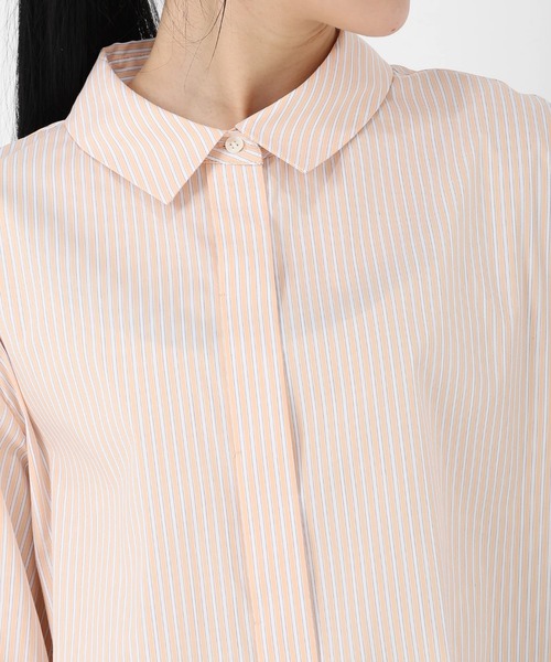 STRAWBERRY-FIELDS（ストロベリーフィールズ）の「ドビーストライプ_ストライプコンパクト丈シャツ（シャツ/ブラウス・レディース・ストライプ/オレンジ系・2）」の6枚目の写真