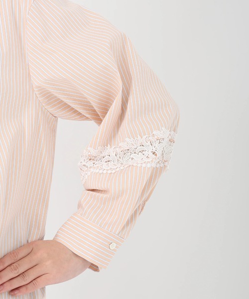 STRAWBERRY-FIELDS（ストロベリーフィールズ）の「ドビーストライプ_ストライプコンパクト丈シャツ（シャツ/ブラウス・レディース・ストライプ/オレンジ系・2）」の8枚目の写真