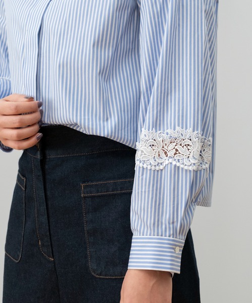 STRAWBERRY-FIELDS（ストロベリーフィールズ）の「ドビーストライプ_ストライプコンパクト丈シャツ（シャツ/ブラウス・レディース・ストライプ/オレンジ系・2）」の15枚目の写真