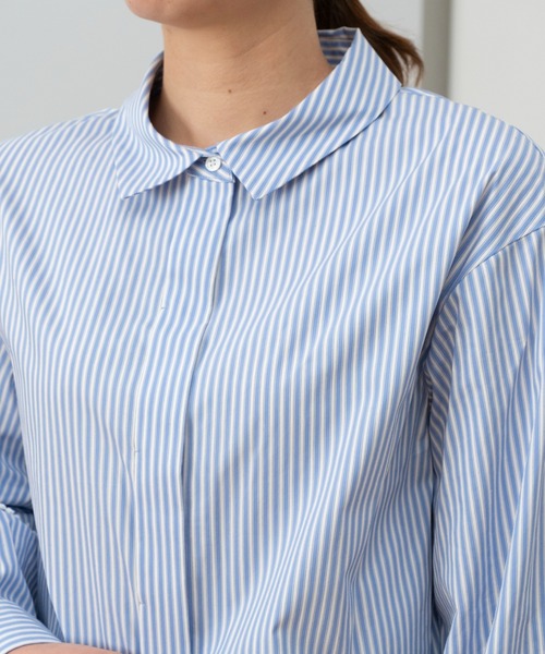 STRAWBERRY-FIELDS（ストロベリーフィールズ）の「ドビーストライプ_ストライプコンパクト丈シャツ（シャツ/ブラウス・レディース・ストライプ/オレンジ系・2）」の14枚目の写真