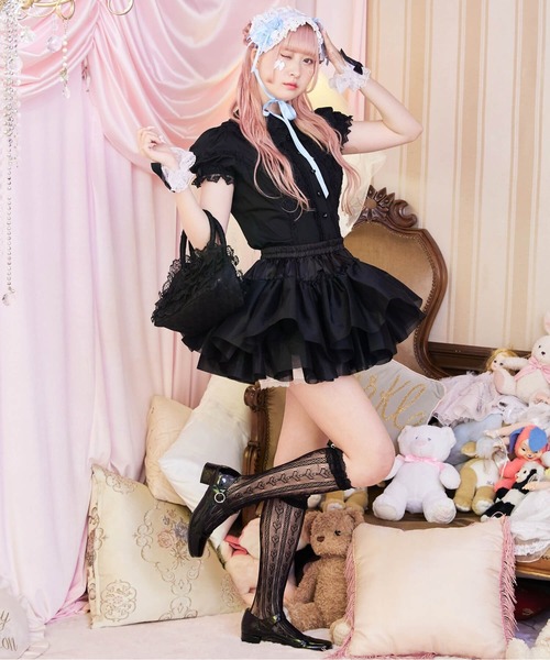 BODYLINE(ボディライン)の「二段重ねのハードチュールパニエ(スカート・レディース・ブラック/ホワイト・M)」の21枚目の写真